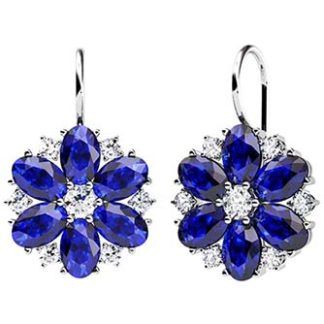 Pendientes flor de gemas con diamantes talla brillante