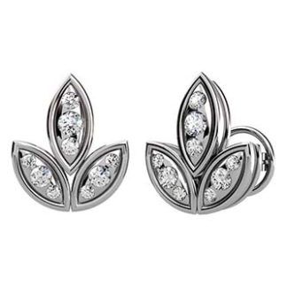 Pendientes 3 hojitas con diamantes talla brillante